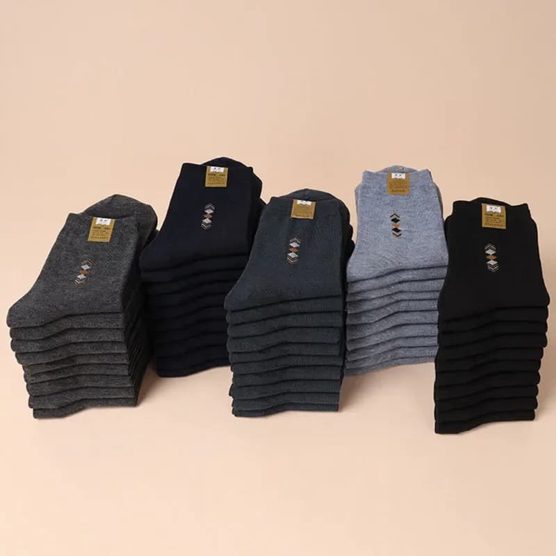 5 pares/lote moda masculina meias engrossadas quatro estações lazer respirável desodorante meados de tubo meias de algodão alta qualidade ue 38-44