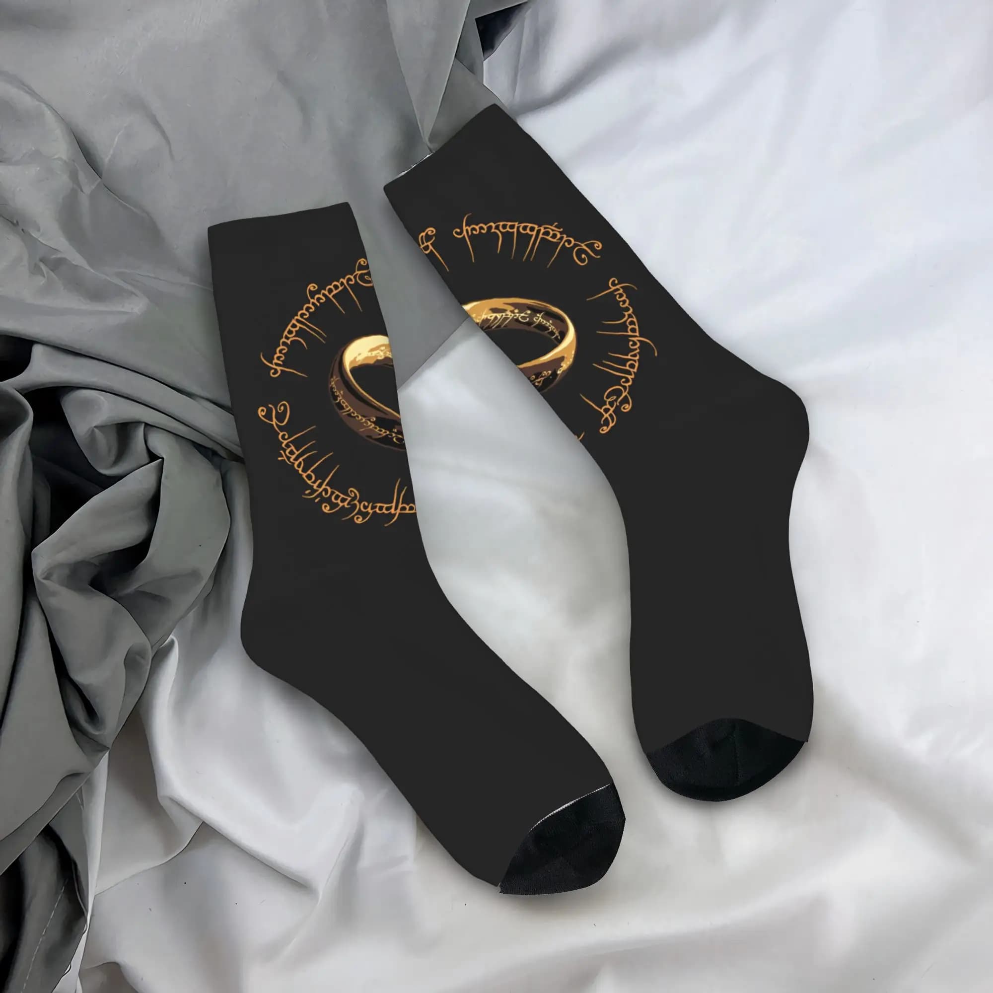 L-LoRding Of The R-Rings Meias Design Meias Antiderrapantes Homens Meias Qualidade Outono Casual Meias Ao Ar Livre