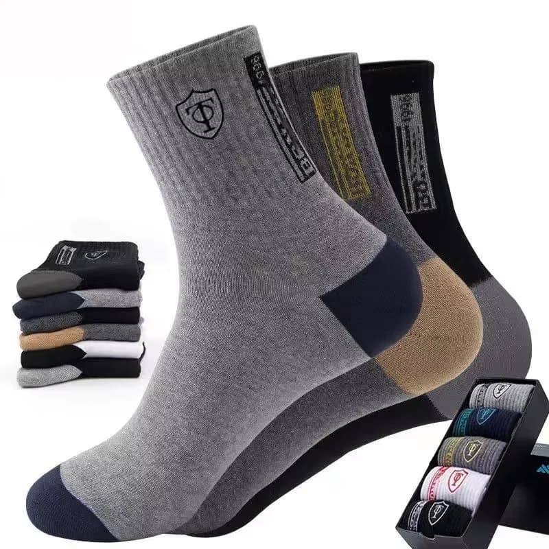 5 pares de meias esportivas de algodão respirável homens fibra de bambu outono e inverno meias absorção de suor desodorante negócios sox