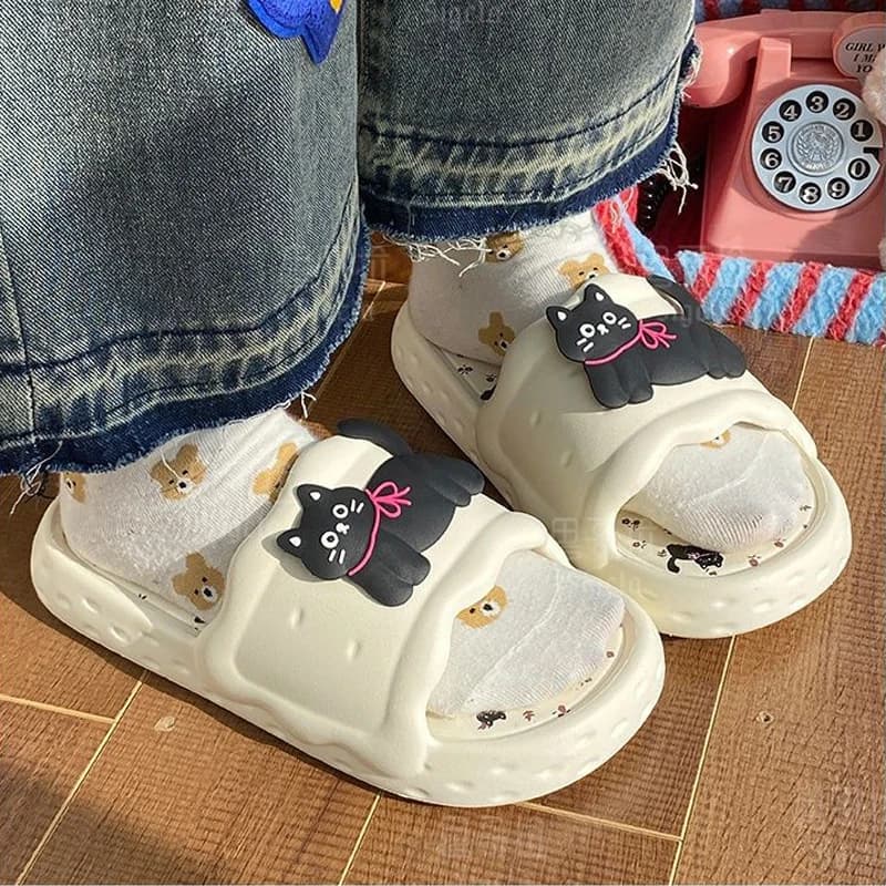 Printting bonito urso feminino chinelos verão interior macio dos desenhos animados sandálias banheiro antiderrapante ao ar livre confortável masculino sapatos de lazer casal