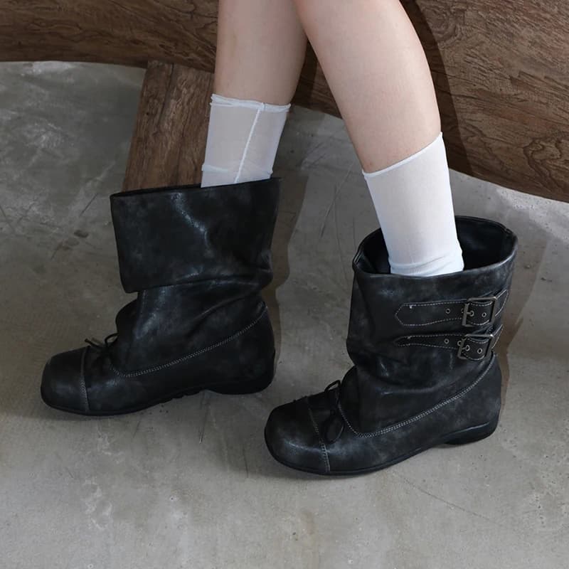 Flats mulheres botas de tornozelo moda designer punk botas de inverno mulher chelsea botas 2025 tendência nova fivela gladiador motocicleta botas