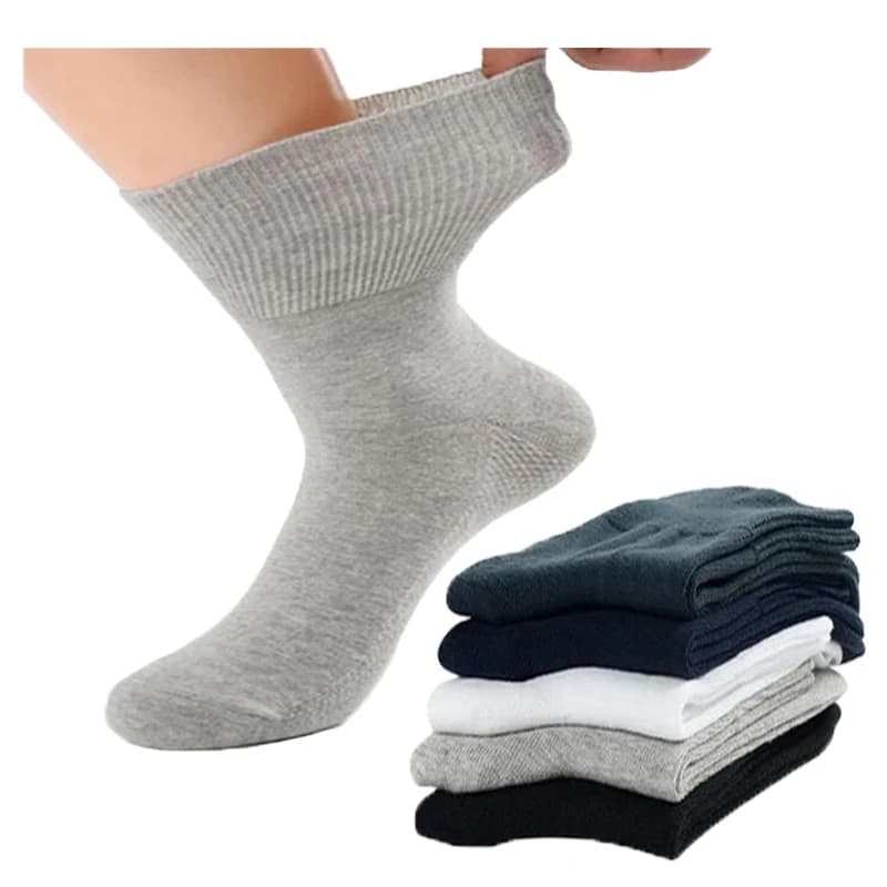 10 pçs = 5 pares meias de boca solta diabético evitar varizes algodão confortável pacientes hipertensos mais velhos homem gordo meias presente
