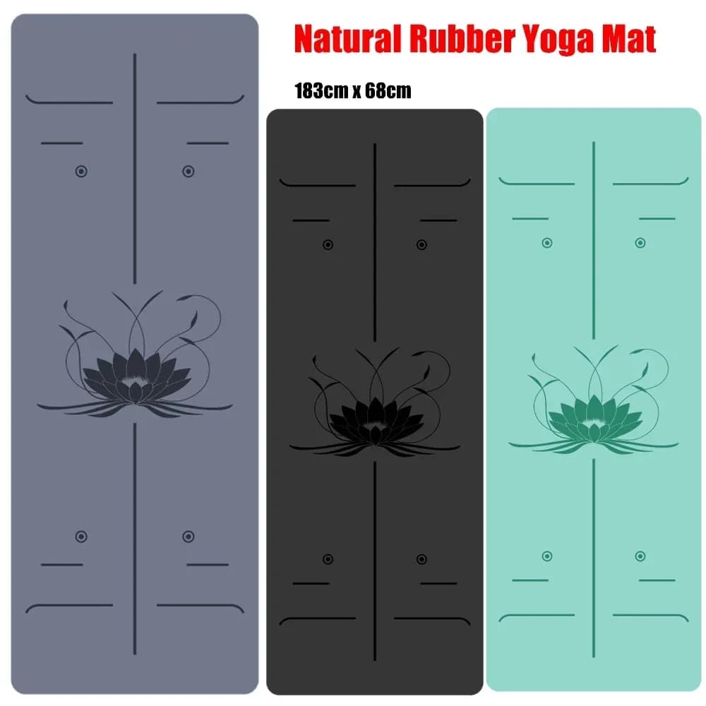 Tapete de yoga de borracha natural profissional padrão de lótus tapete de yoga pu material ambiental esportes pilates reformador 183cm * 68cm * 5mm