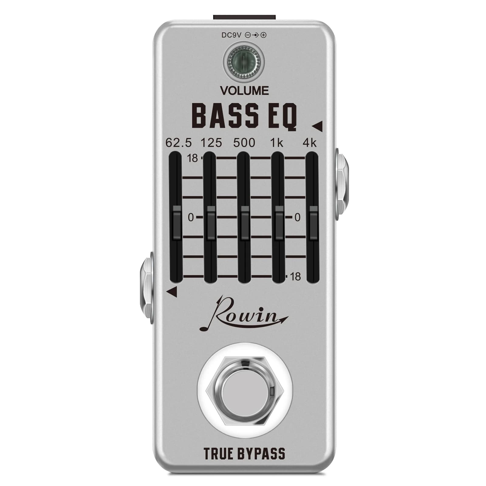 Pedal de Equalização para Baixo Rowin LEF-317B, Equalizador de 5 Bandas para Guitarra Baixo com Gráfico de 5 Bandas, Tamanho Mini, True Bypass