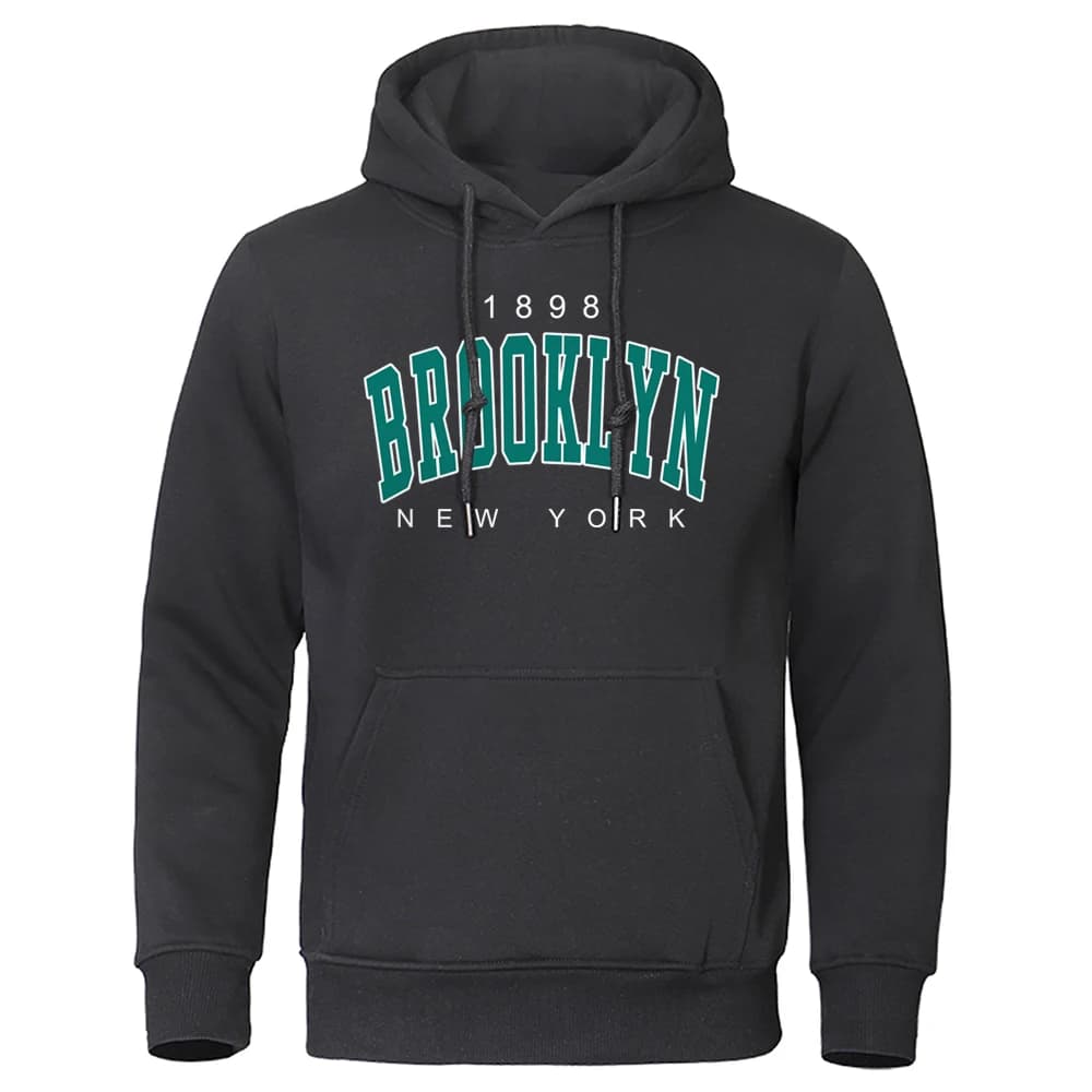 1898 Brooklyn New York Impresso Mens Hoodie Criatividade Crewneck Roupas Moda Oversized Moletom Fashio Crewneck Hoodie Masculino