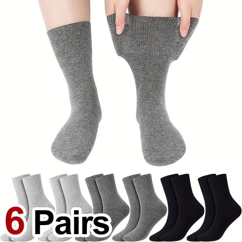 6 Pares de Meias para Diabetes Masculinas e Femininas, Respiráveis e Confortáveis para Primavera e Verão, Sem Compressão, Super Soltas, Presente Ideal para Idosos