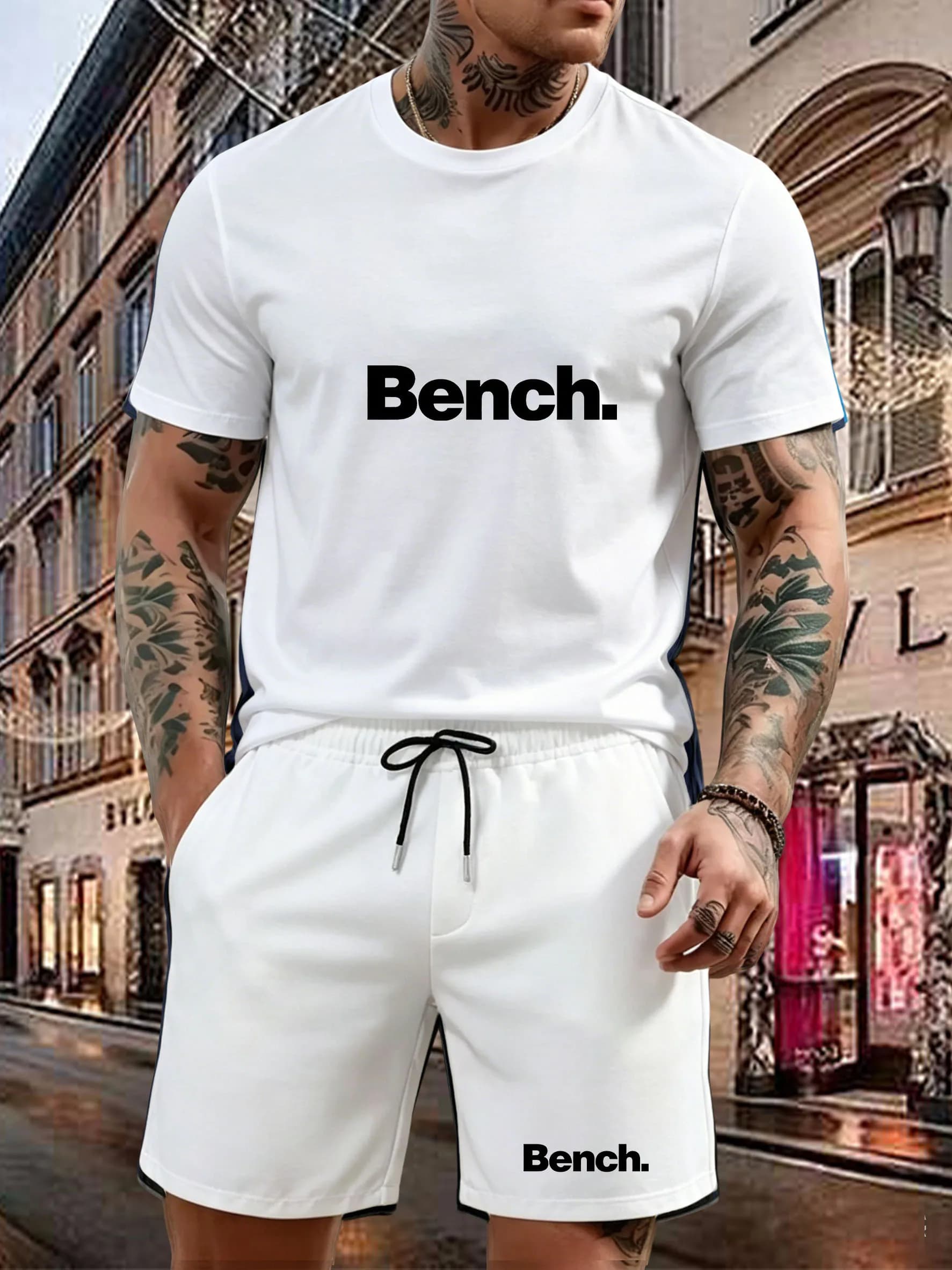 Nova roupa esportiva de verão para homens, conjunto de camiseta de manga curta e shorts, respirável e de secagem rápida, roupa casual.