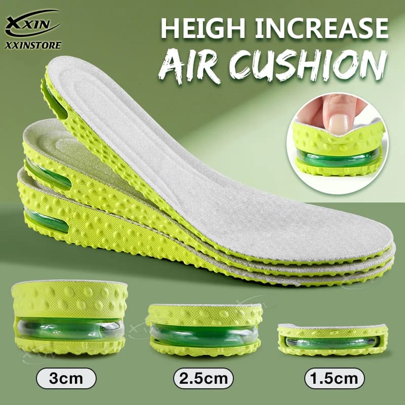 【Xxin】1.5/2.5/3cm Palmilhas de aumento de altura Almofada de ar Almofada de sapato de absorção de choque Palmilha macia respirável para homens e mulheres