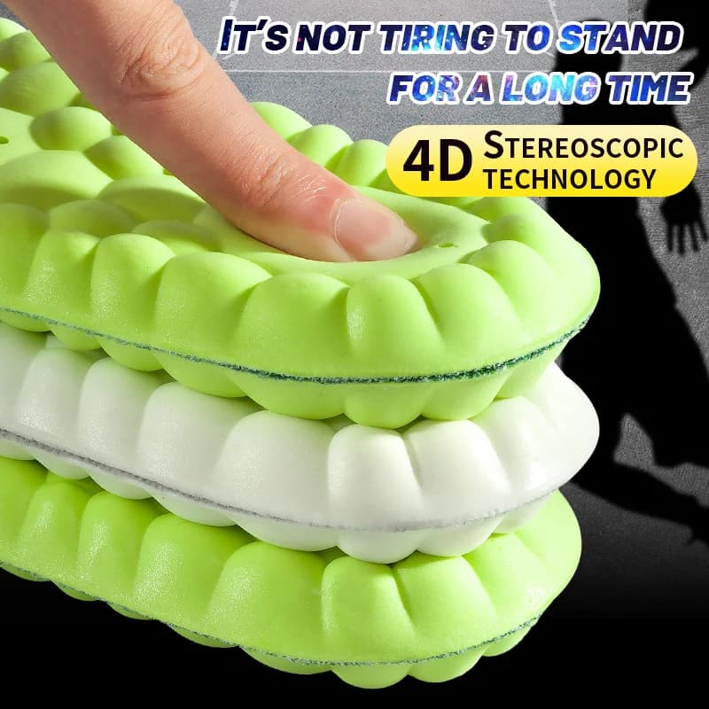 4D Palmilhas De Látex Esporte, Super Macio, Alta Elasticidade, Almofadas De Sapatos, Anti-dor, Almofada Desodorante, Suporte Do Arco, Palmilhas De Corrida, Palmilha De Pé
