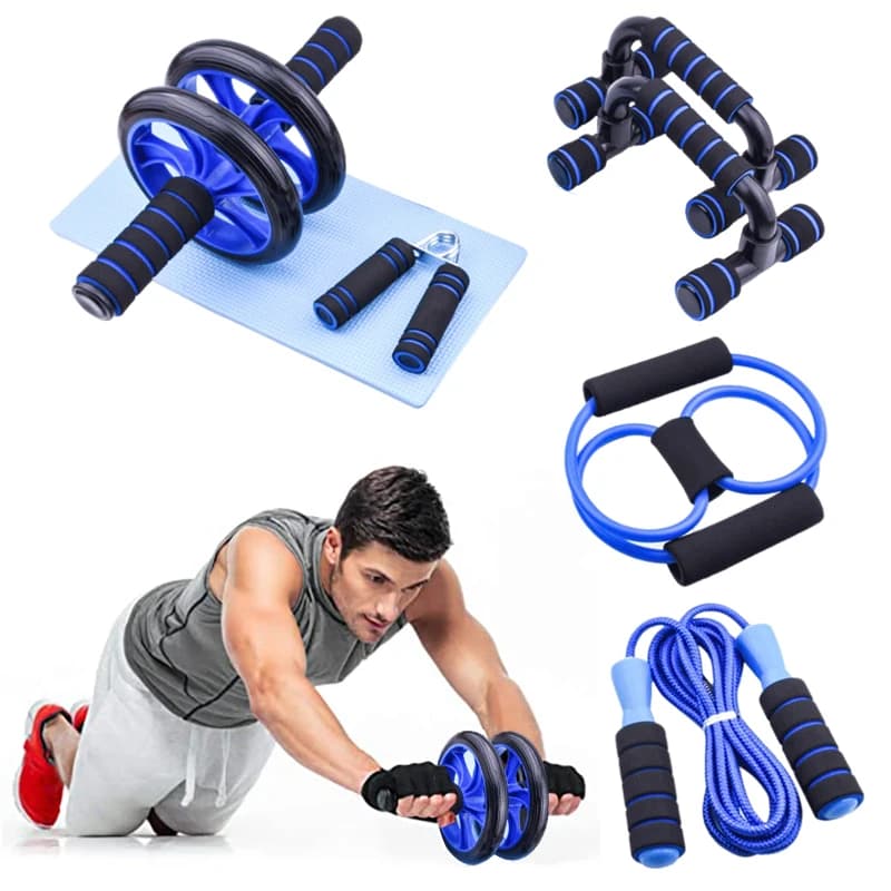 Faixas de Resistência, Barra para Flexões, Roda Abdominal, Corda de Pular, Equipamento para Fortalecimento de Punho, Treinador Muscular para Fitness em Casa