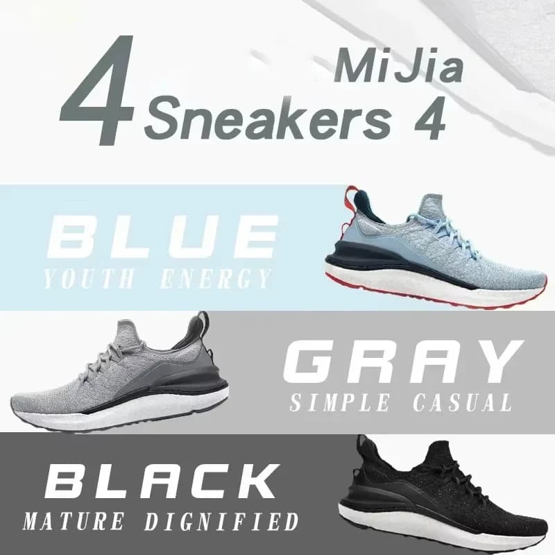 Mijia tênis masculino 4 novos sapatos esportivos moda respirável absorção de choque antiderrapante voando tecido casual masculino tênis de corrida
