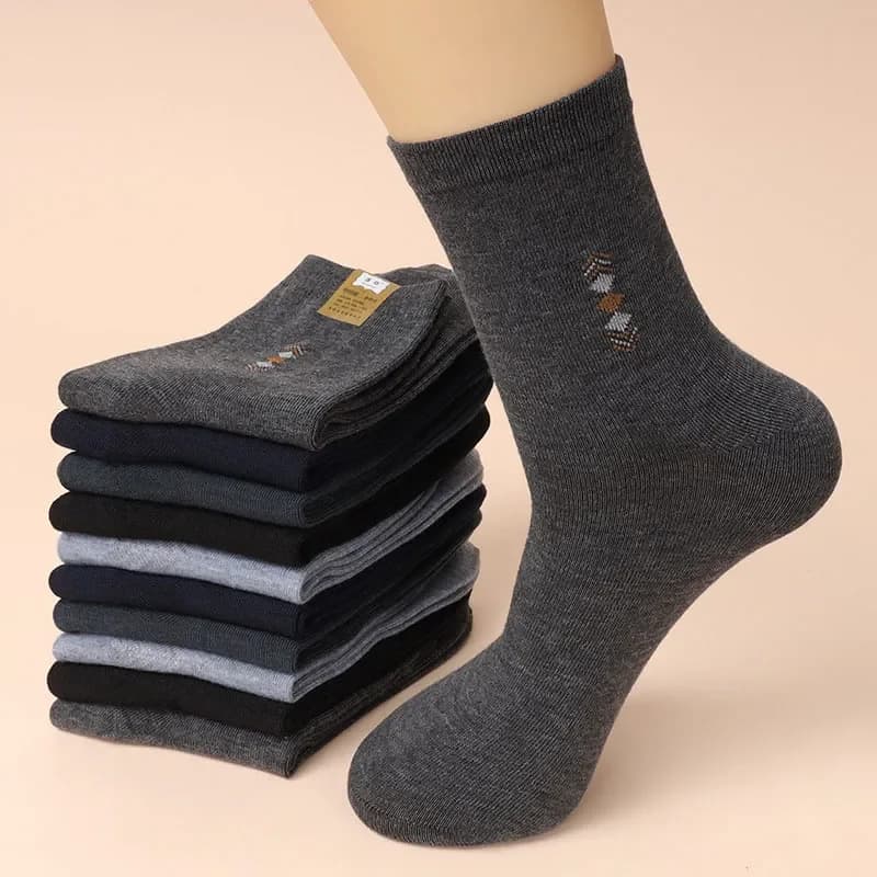 5 pares/lote moda masculina meias engrossadas quatro estações lazer respirável desodorante meados de tubo meias de algodão alta qualidade ue 38-44