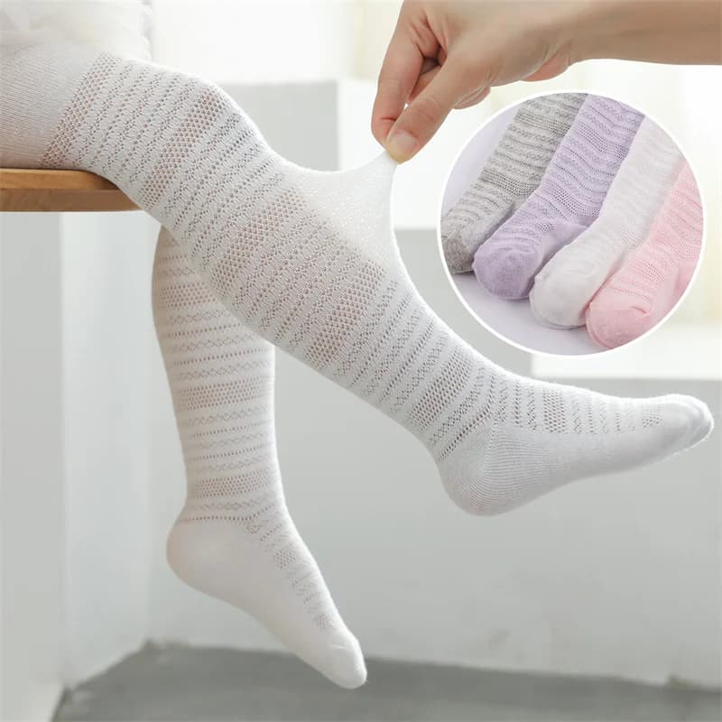 Meias-calças infantis de verão para meninas, meia-calça fina de malha para crianças, leggings casuais para bebês recém-nascidos, meia-calça sólida para bebês de 1 a 5 anos