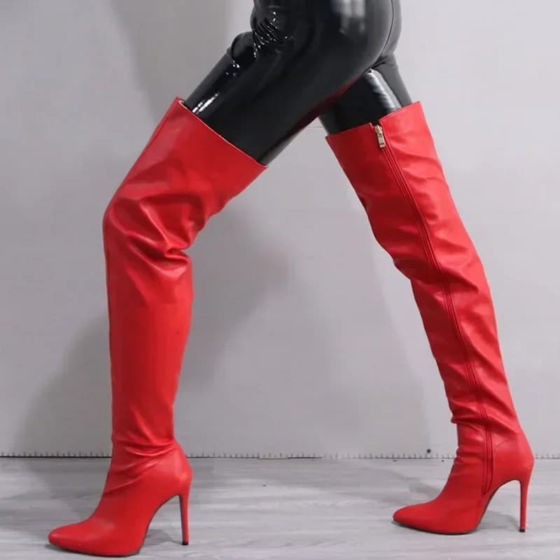 Novas mulheres sobre o joelho botas sexy ponta pontiaguda estiramento botas de luxo pilha botas de salto alto para mulher sapatos de designer botas mujer