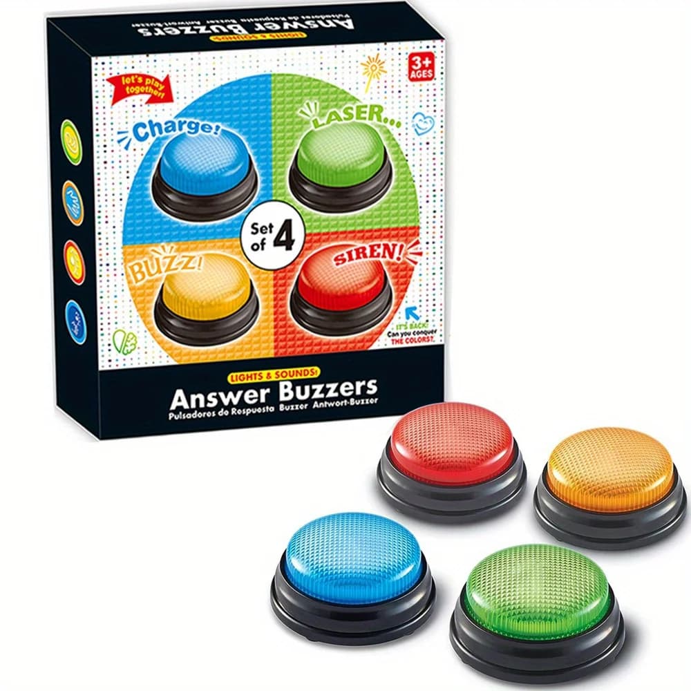 4 pçs luzes e sons zumbador brinquedo, festa criativa jogo mostrar e sala de aula, família, acessórios, meia stuffers para crianças
