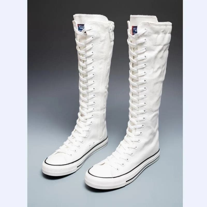 Novas mulheres joelho botas altas moda rendas sapatos de lona requintado auto cultivo sapatos de dança para mulher sapatos de grife botas mujer