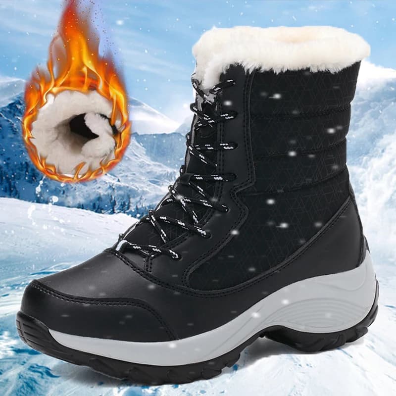 Botas de neve femininas novas senhoras sapatos plataforma mulher plana manter botas quentes senhoras casuais de pelúcia botas mujer sapatos de inverno