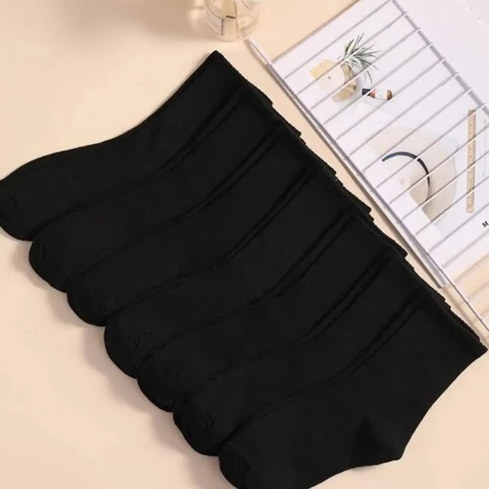 7/10 pares meias de comprimento médio feminino clássico preto branco cor sólida moda casual esportes absorção de suor respirável meias masculinas