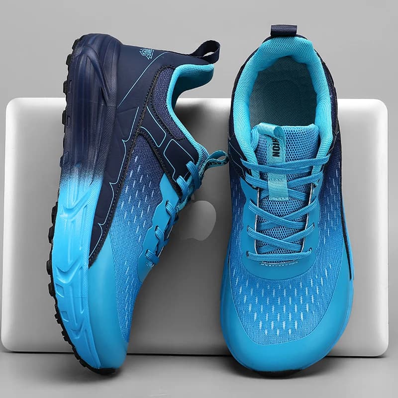 Caixa larga toe tênis plataforma solas moda casual sapatos esportivos homens correndo andando