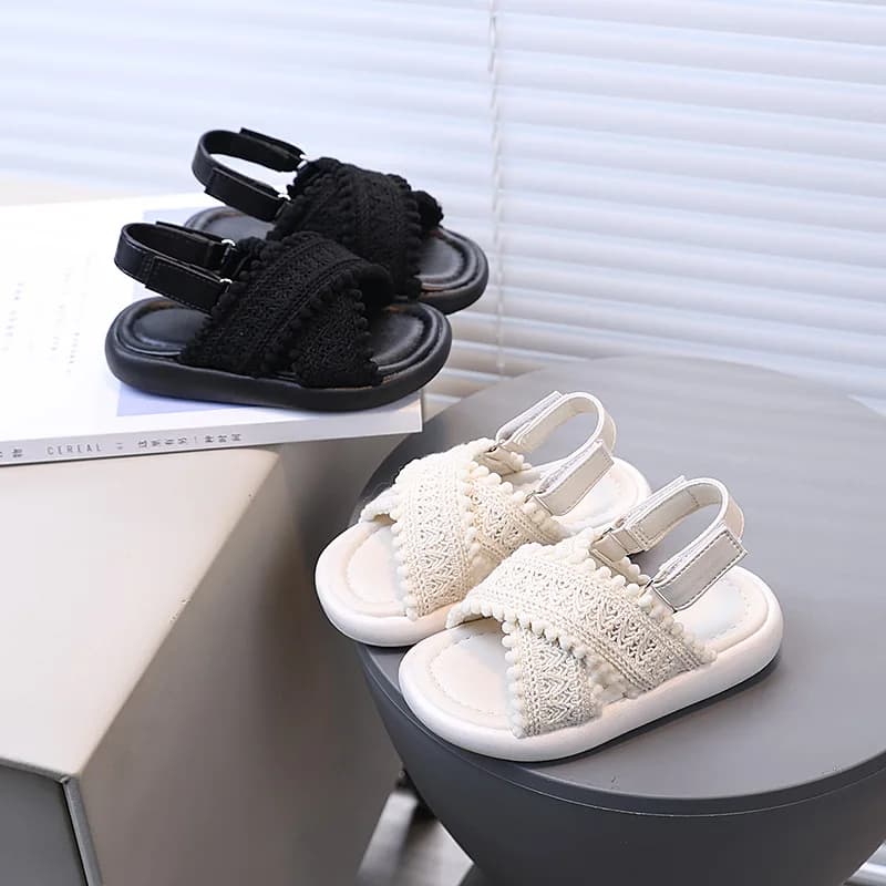 Sandálias Casuais de Verão para Meninas, Estilo Étnico, Sola Macia, Moda Infantil, Sapatos Retrô de Princesa, Novidade Verão 2026