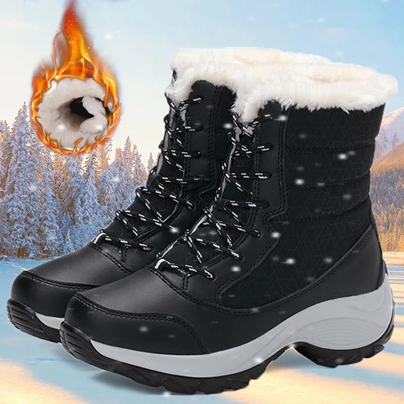Botas femininas de neve sapatos de moda feminina rendas até sapatos femininos 2025 tendência botas de tornozelo quentes plus size botas mujer inverno senhoras botas