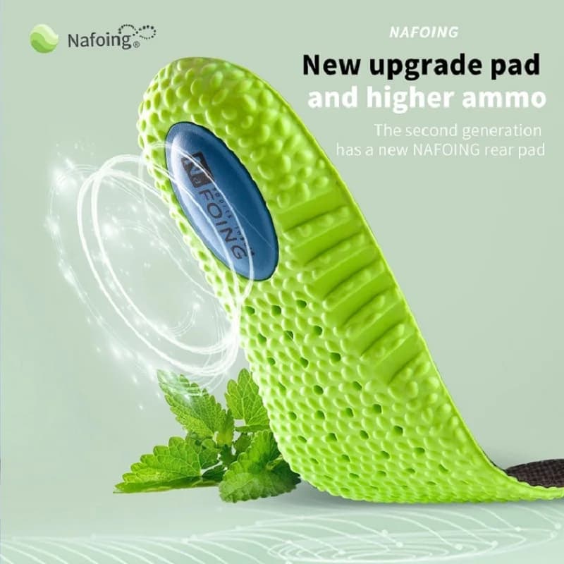 Palmilha de Absorção de Choque Esportivo para Homens e Mulheres Espuma de Memória PU Verde Suporte de Arco Respirável, Sapatos Ortopédicos, Cuidados com os Pés