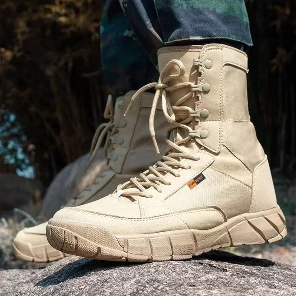 Homens leves sapatos táticos botas de combate treinamento rendas até à prova dwaterproof água ao ar livre botas caminhadas sapato respirável