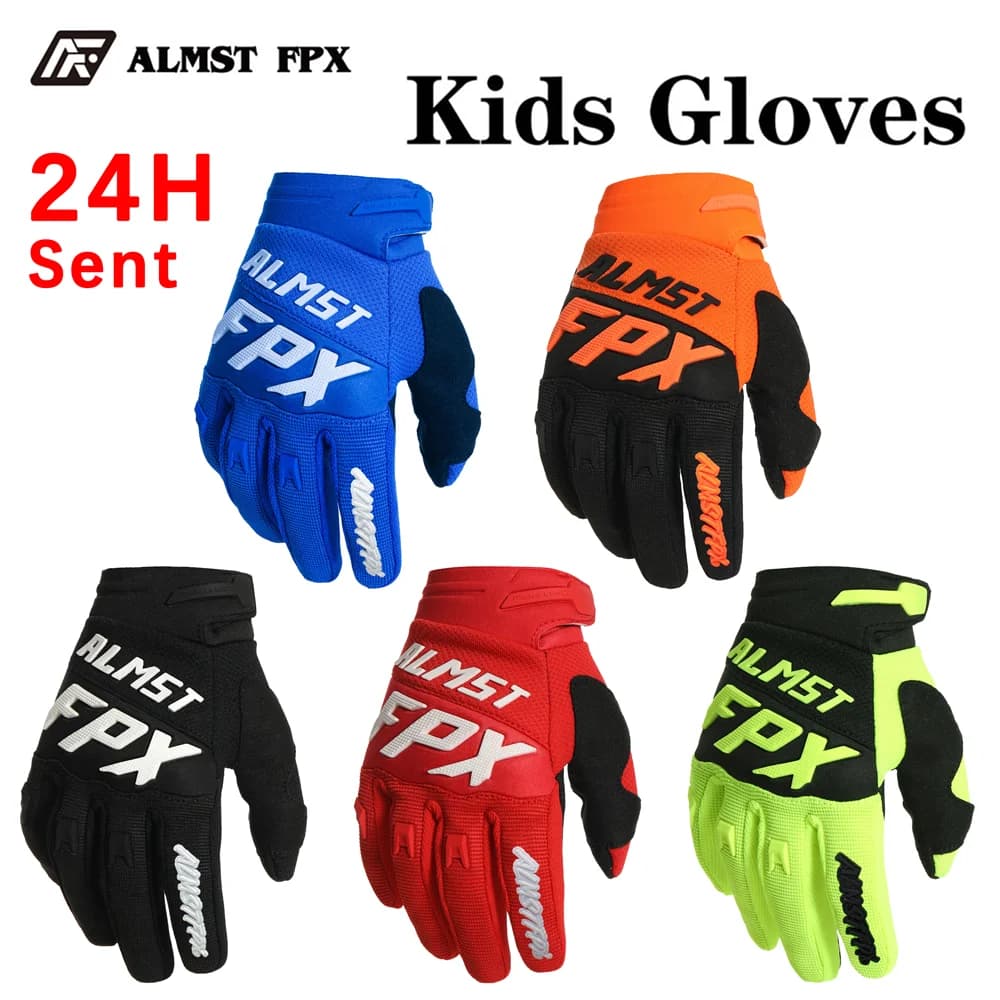 Almst fpx crianças luvas de mountain bike crianças idades 6-12 menino dedo cheio proteção segurança balanceamento scooter corrida ciclismo luvas
