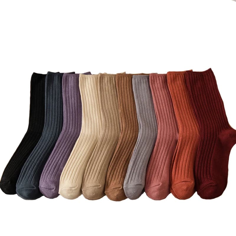 3 pares lote conjuntos de meias femininas cor sólida elegante retro longo meias femininas respirável estilo japonês casual algodão meia longa