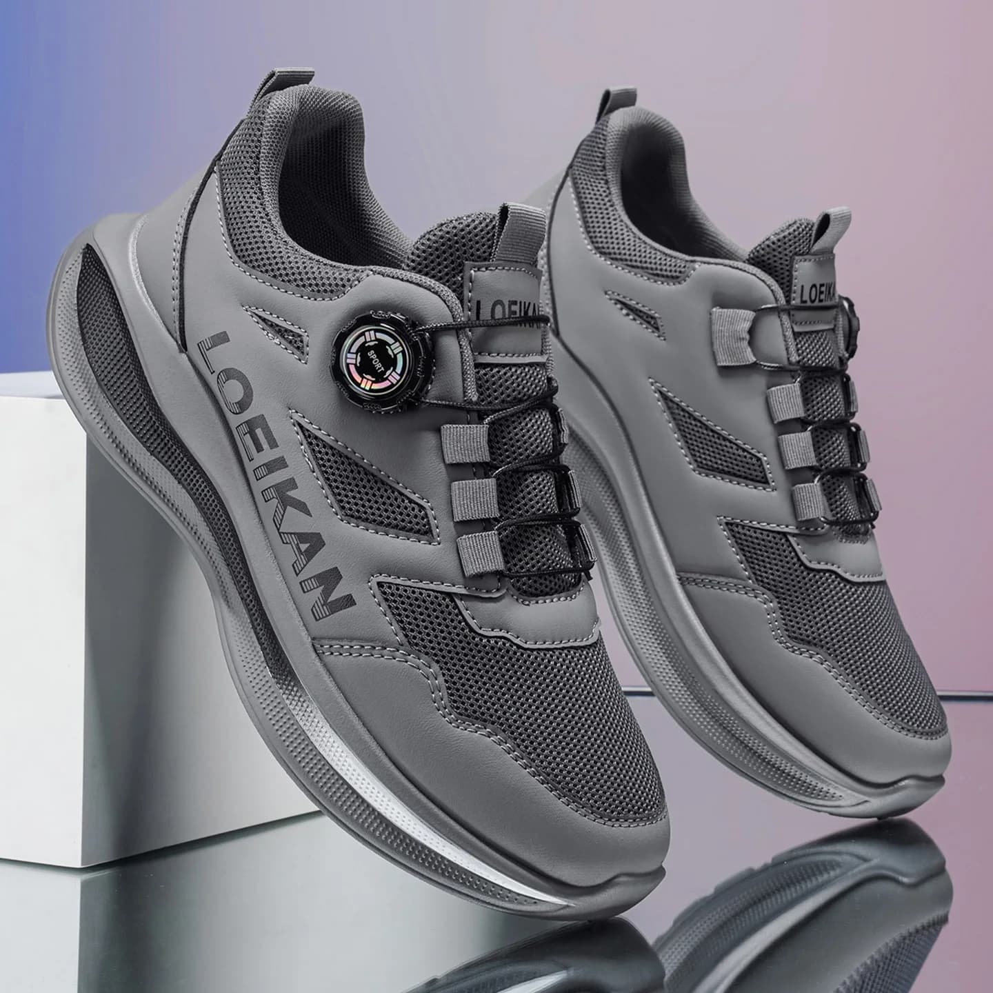 Tênis Masculino Casual para Caminhada ao Ar Livre para Todas as Estações, Confortável e Respirável com Design Slip-On e Fivela Rotativa, Sola Grossa de PVC