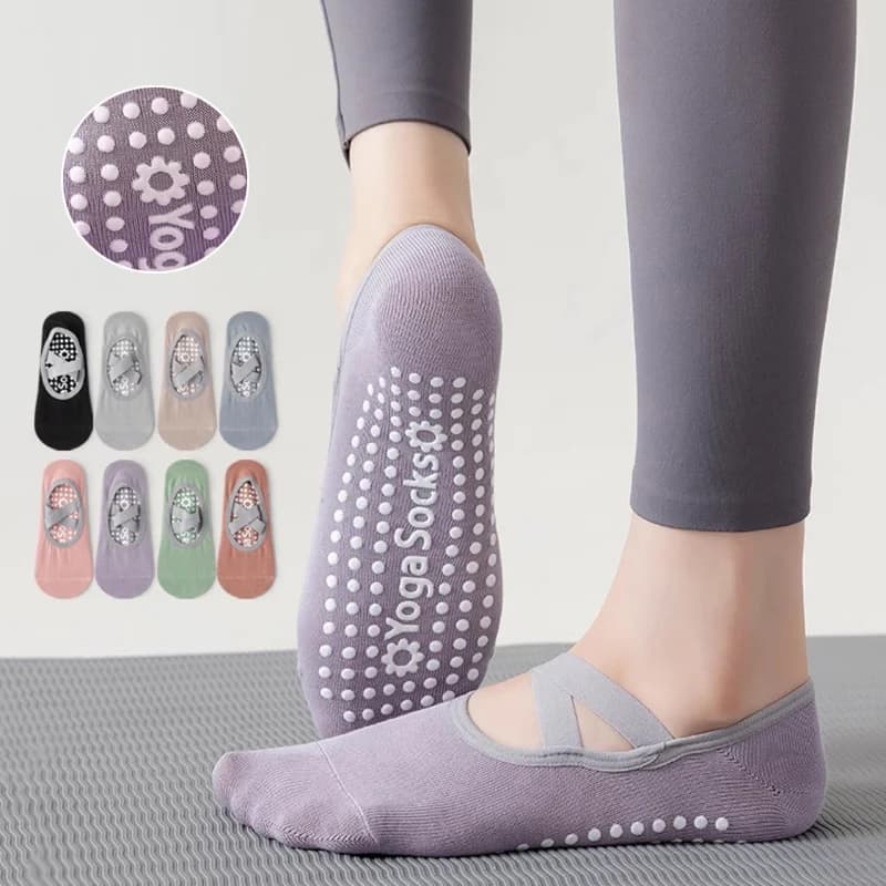 Meias de yoga com fundo de toalha respirável mulheres silicone antiderrapante bandagem pilates meias senhoras ballet dança fitness treino meias de algodão