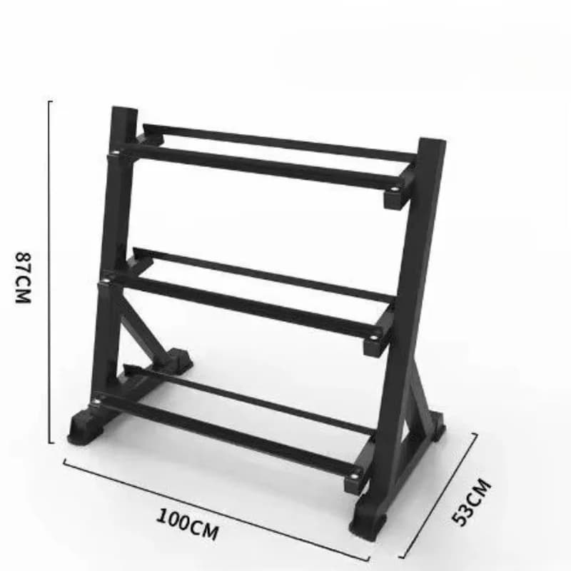 Suporte para Halteres de 3 Camadas Multifuncional, Suporte para Kettlebell, Equipamento de Academia, Estrutura Estável e Durável para Armazenamento Combinado de Fitness