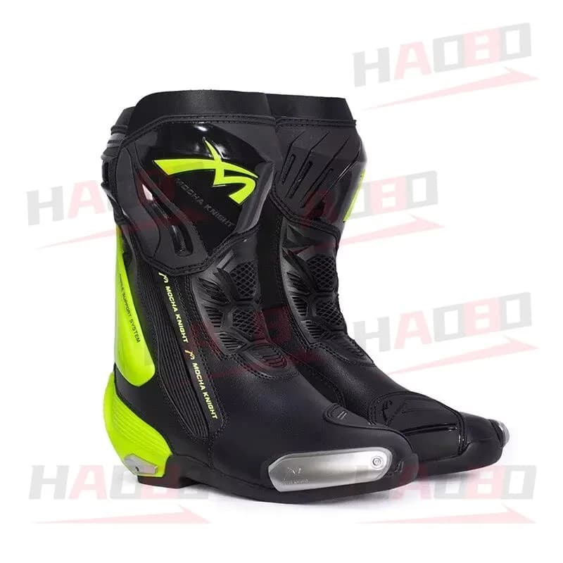Botas de Motocicleta BENKIA SH109 Mocha com Certificação CE, Botas Profissionais para Pista, Antiderrapantes e Impermeáveis para Homens e Mulheres