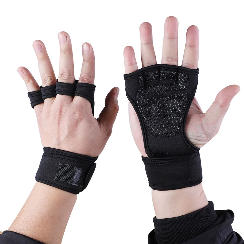 Luvas de meio dedo para homens e mulheres, protetor de mão, ginásio, treino, musculação, haltere, fitness
