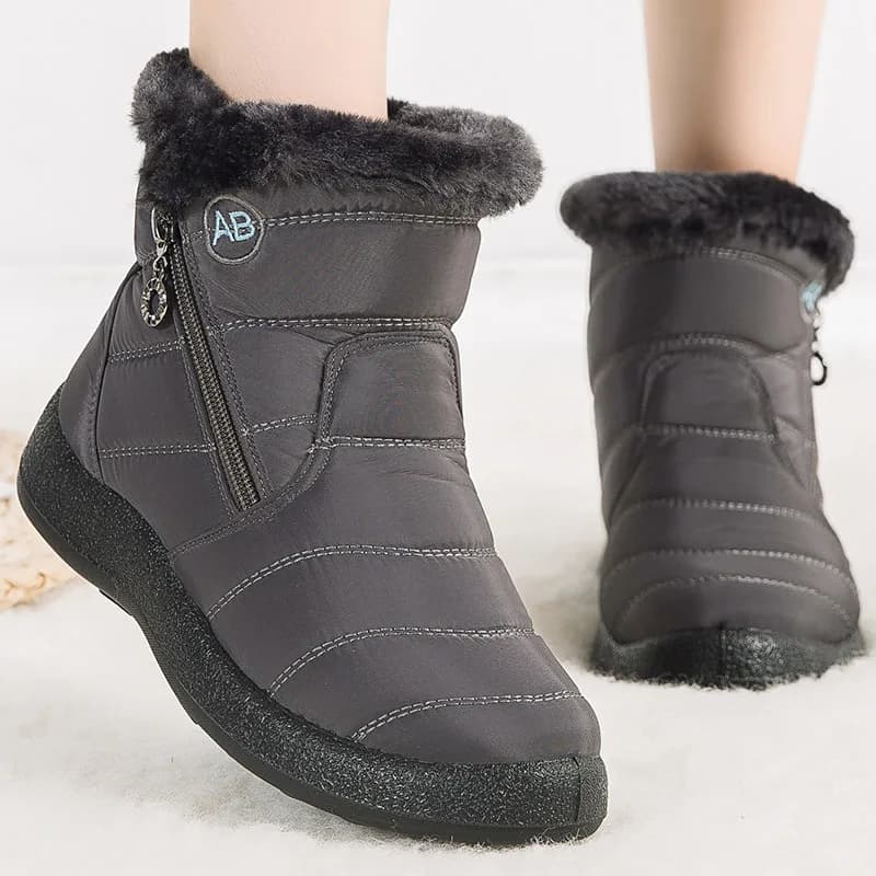 Botas femininas botas de tornozelo com pele sapatos de inverno mulheres saltos baixos botas de inverno neve à prova dwaterproof água botas mujer calçados de inverno