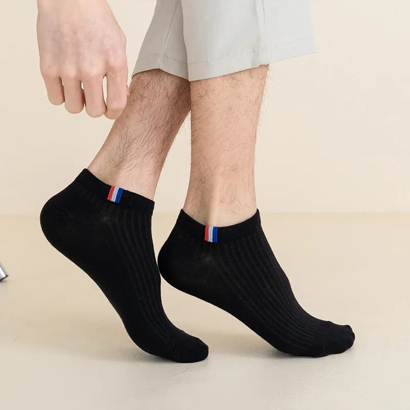 5 pares de verão fino mistura barco meias cor lisa mens casual meias suor respirável absorção calibração meias