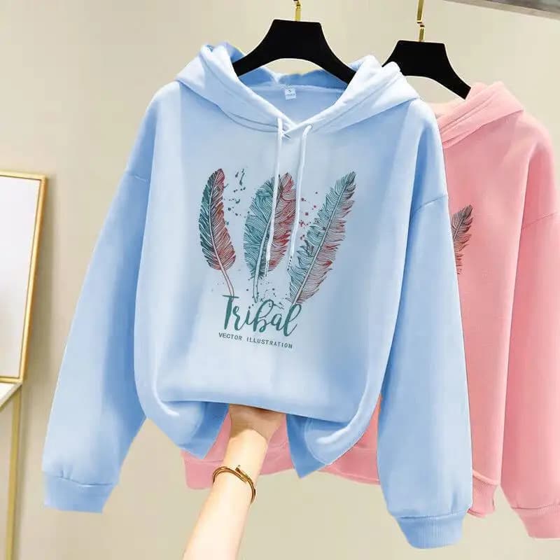 Moletom estampado em penas feminino, moletom solto de veludo, moda casual, outono, inverno