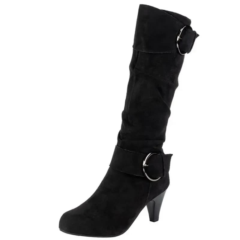 Joelho-alta zíper botas modernas femininas sapatos de alta qualidade novo dedo do pé apontado sólido estilo inglês moda casual plus size 43