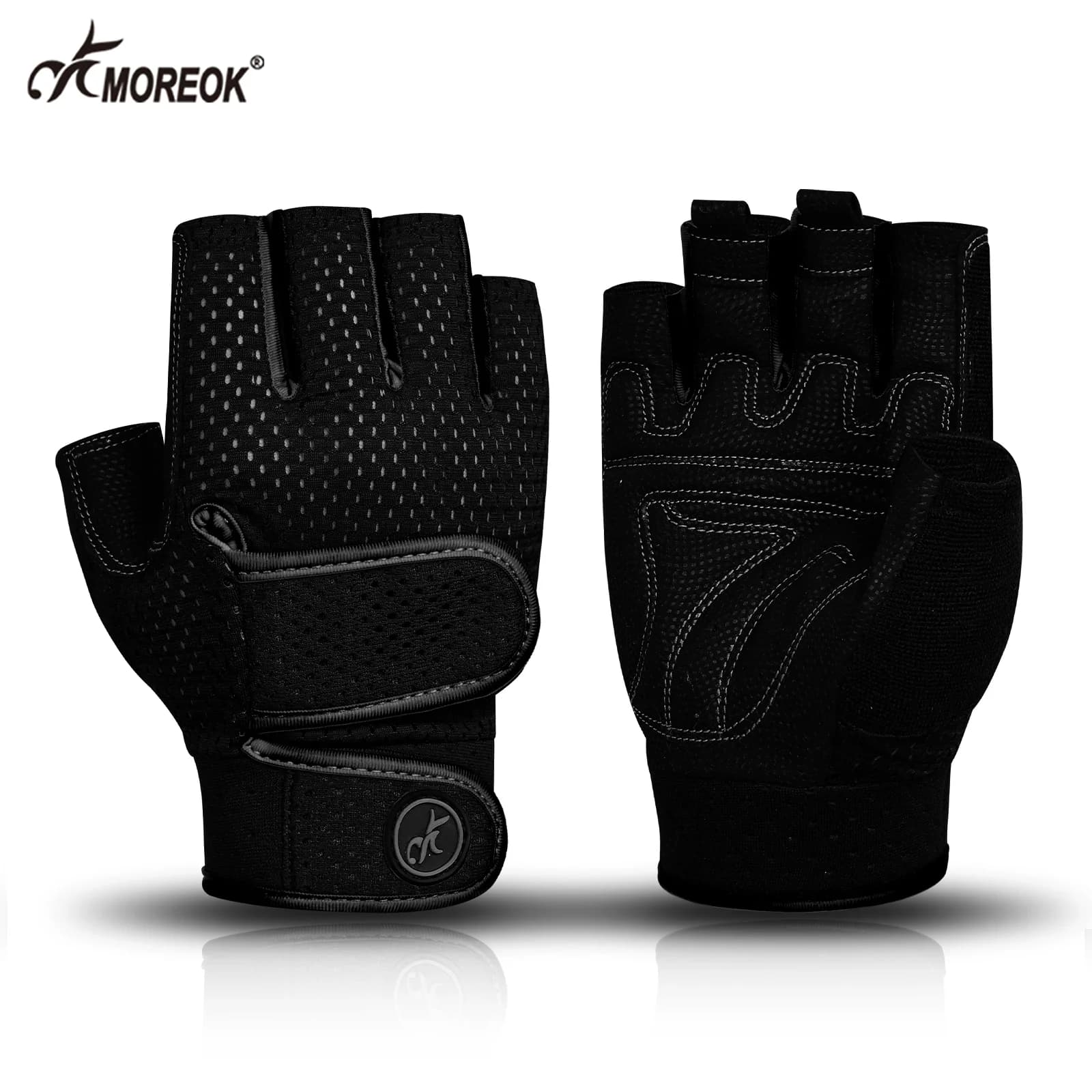 Luvas de Treino MOREOK para Homens e Mulheres, Luvas de Academia com Protetor de Punho, Antiderrapantes, com Almofada de Gel de 3MM para Musculação e Fitness