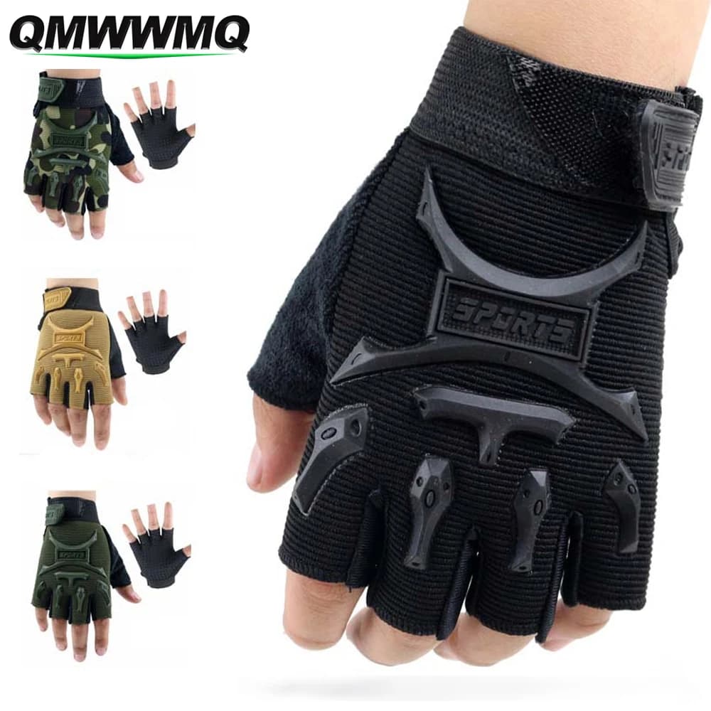 Luvas de meio dedo para crianças, Luvas de ciclismo para meninos e meninas, Luvas de pesca para esportes ao ar livre, 1 par