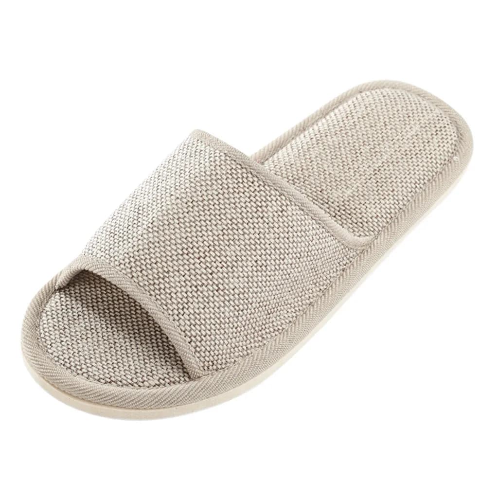 Chinelos de linho para homens e mulheres chinelos de chão interior sapatos planos domésticos chinelos de casa sapatos planos indoor sandálias