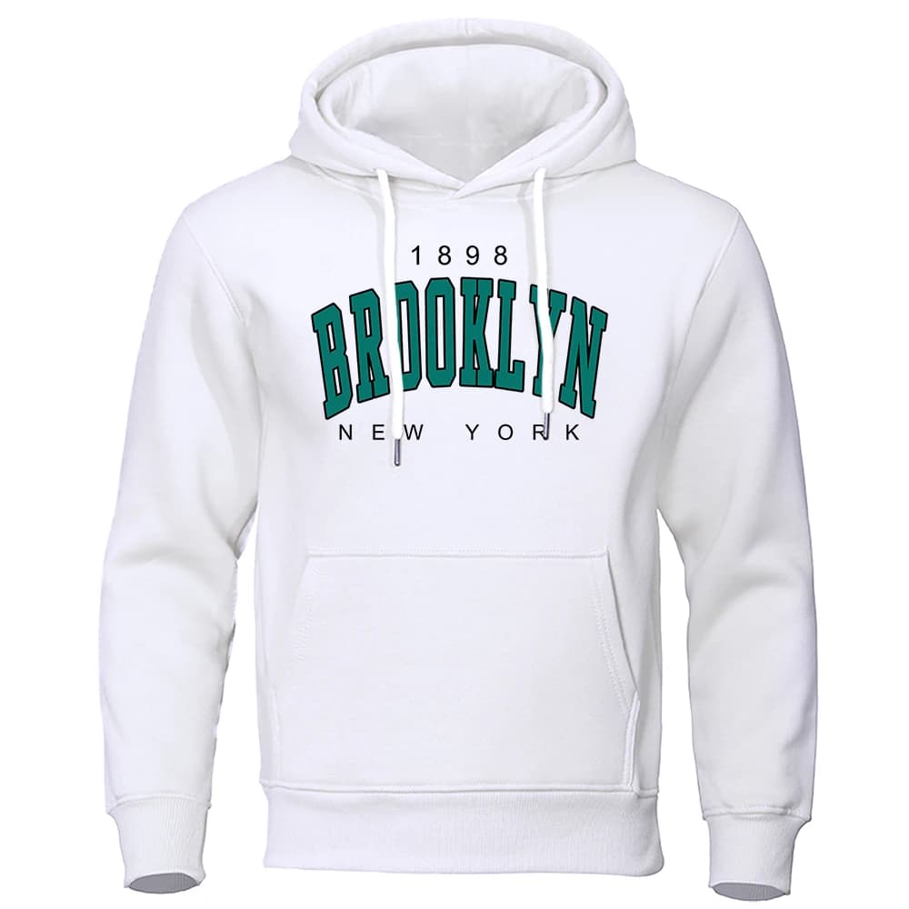1898 Brooklyn New York Impresso Mens Hoodie Criatividade Crewneck Roupas Moda Oversized Moletom Fashio Crewneck Hoodie Masculino