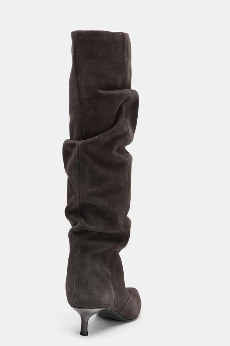 Inverno plissado camurça joelho botas altas mulheres retro marrom apontou toe gatinho saltos botas designer confortável luz botas mujer