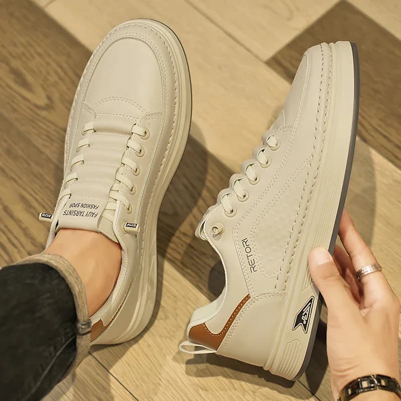 Sapatos esportivos da moda masculina respirável sola grossa sapatos brancos 2025 confortável casual ao ar livre skate designer sapatos tênis