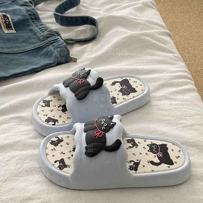Printting bonito urso feminino chinelos verão interior macio dos desenhos animados sandálias banheiro antiderrapante ao ar livre confortável masculino sapatos de lazer casal