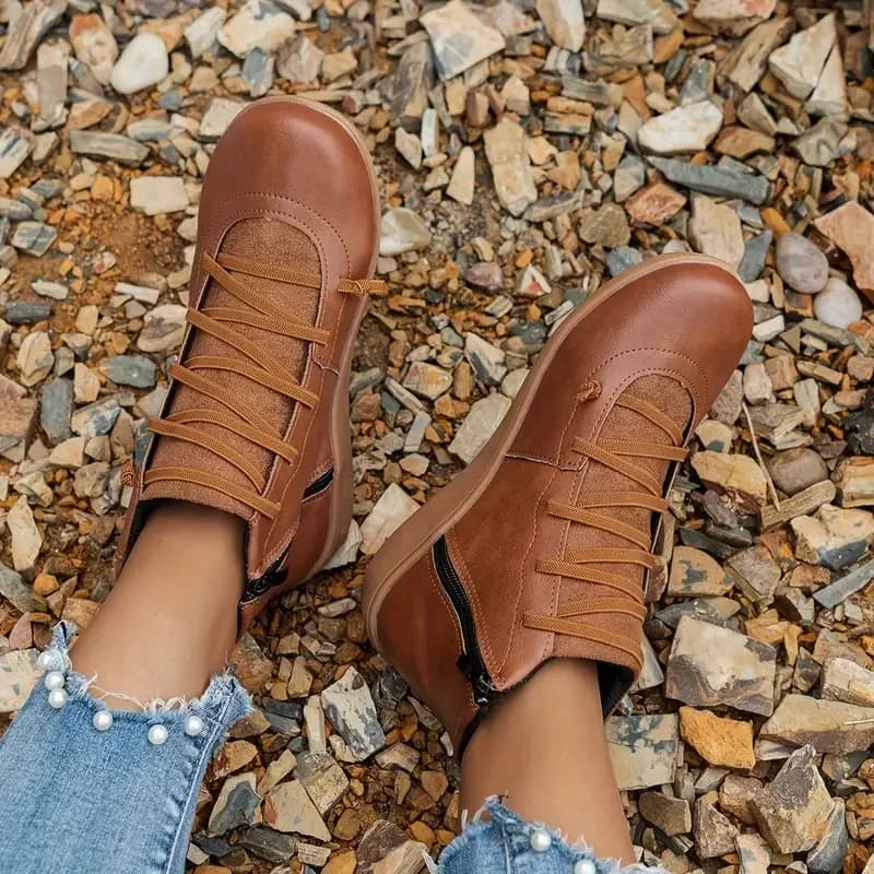 Botas femininas inverno plana curta vintage confortável botas de neve feminino confortável anti-deslizamento sapatos de caminhada para mulher botas de mujer