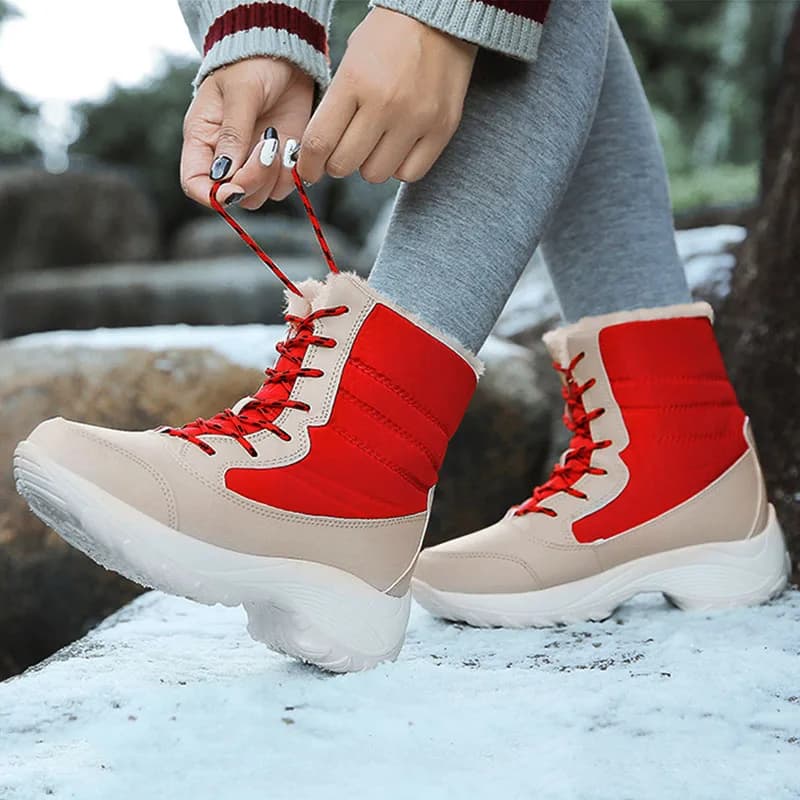 Botas femininas de neve sapatos de moda feminina rendas até sapatos femininos 2025 tendência botas de tornozelo quentes plus size botas mujer inverno senhoras botas