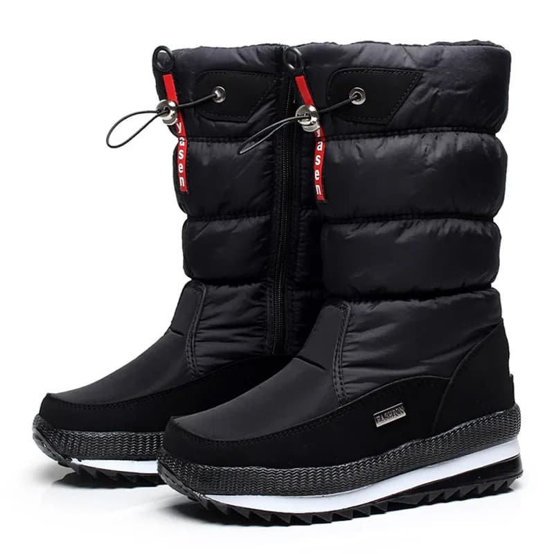 Moda quente botas femininas botas de neve plataforma botas de inverno à prova dwaterproof água antiderrapante botas de pele de pelúcia meados de bezerro botas mujer