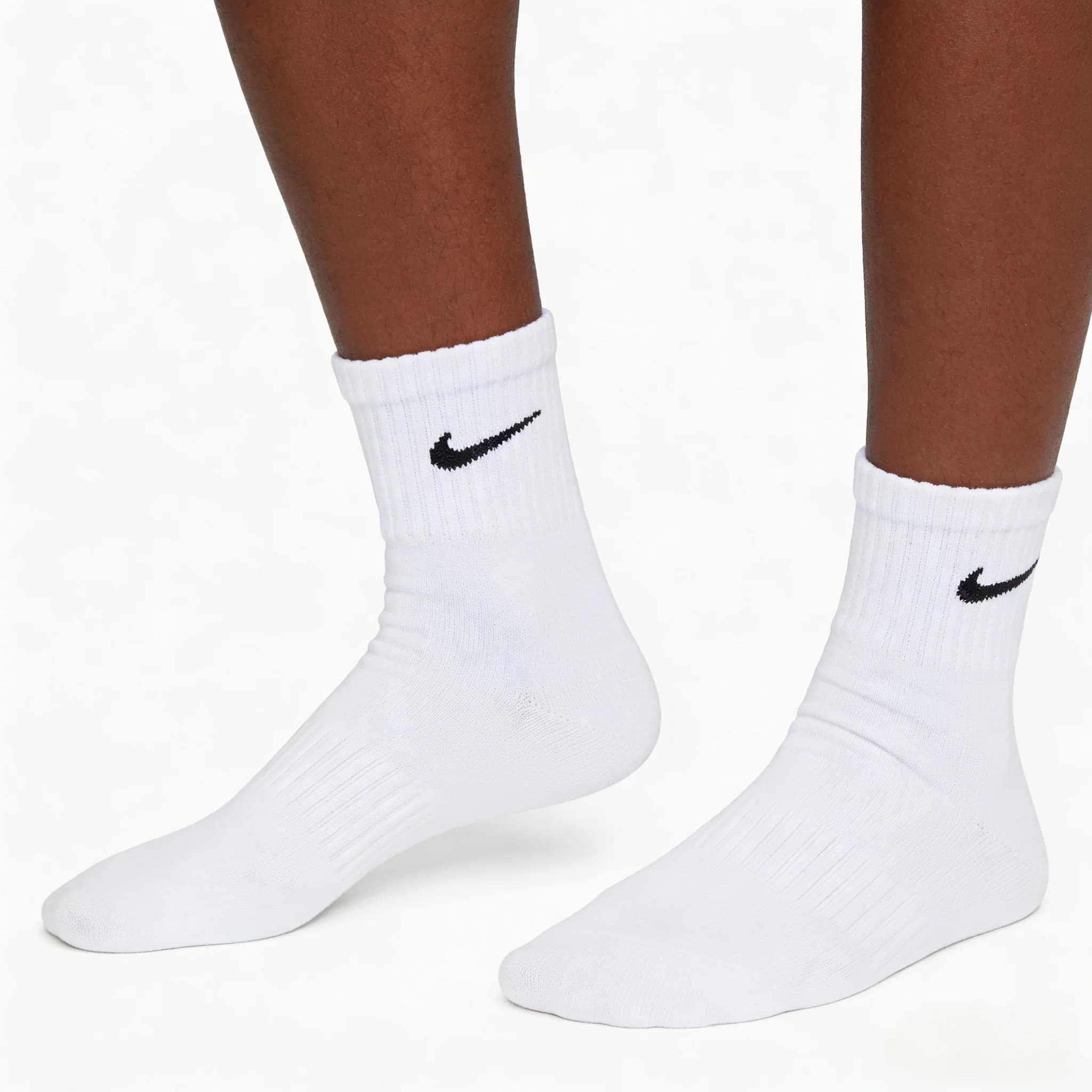 Nike Casual Amortecido Meias de Basquete de Corte Médio Pacote Combo Unissex Branco SX7667-100