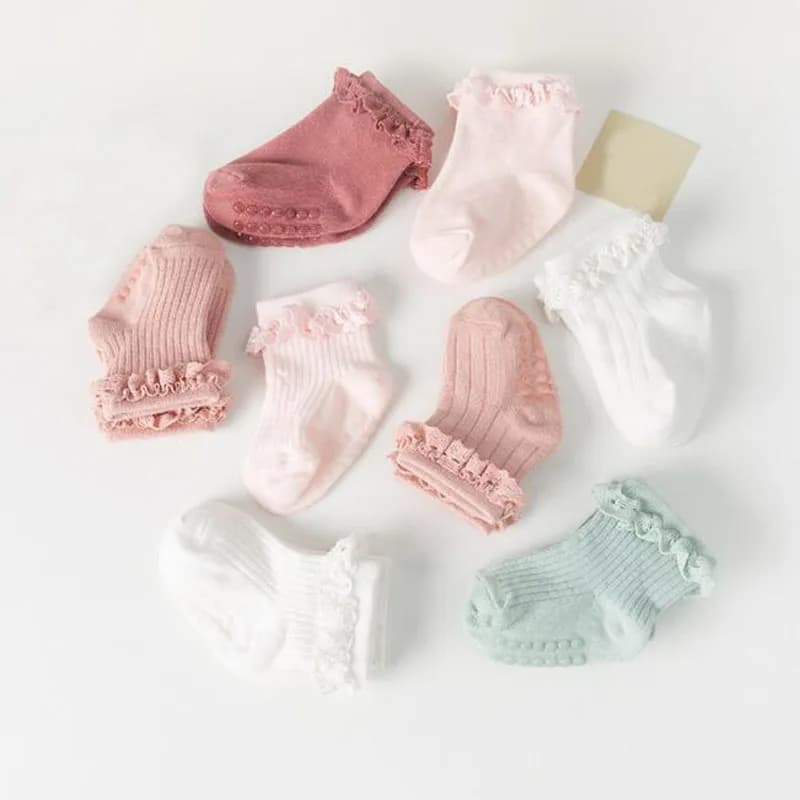 4 par/lote novo bebê crianças antiderrapante outono inverno meias de algodão cor sólida meias de pé do bebê